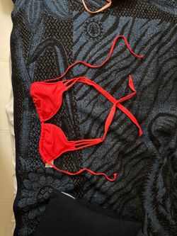 Bright reddish pink bikini top