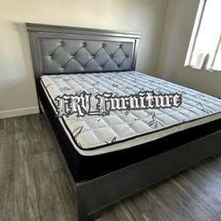 KING BED FRAME WITH MATTRESS 