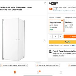 Delta corner shower glass door and base and American standard walls tall walls comes in size 36 by 98 in H retail price $955 here only $780 no tax