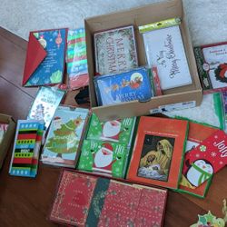 CHRISTMAS CARDS, WRAPPING TISSUE AND BELIEVE MINI ERASERS-DOME CARDS ARE MONEY HOLDERS