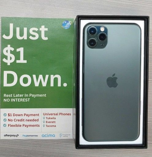 Apple IPhone 13 Pro Max 128gb Unlocked, FREE Smartwach/ Headphones. Pay $1 Today Rest in payments. NO CREDIT NEEDED FINANCING