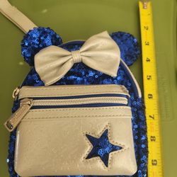 2020 Disney Wish Come True Blue Loungefly Mini Wristlet Stars Make A Wish