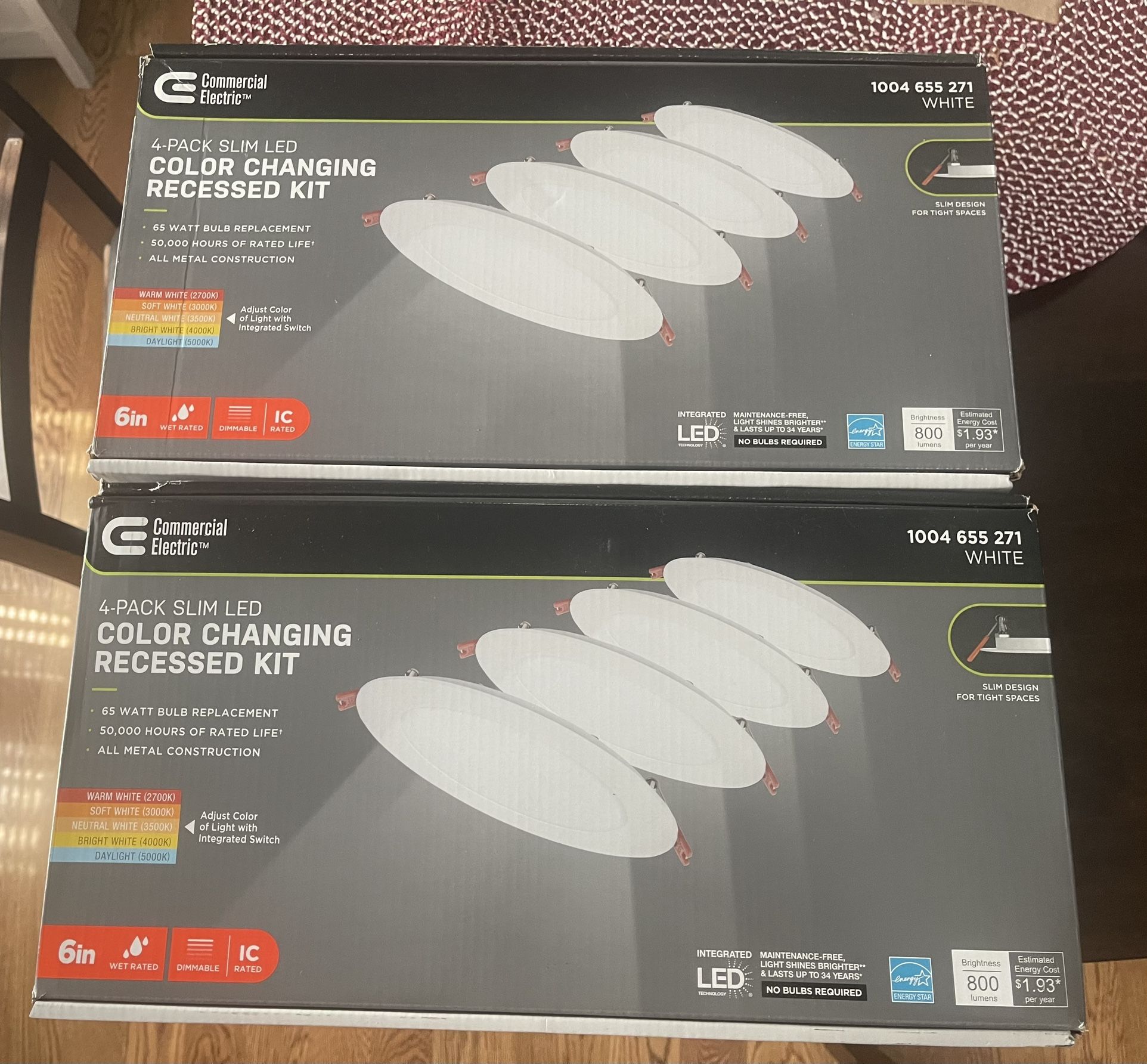 Slim Baffle 6 in. Color Selectable New Construction and Remodel Canless Recessed Integrated LED Kit (4-Pack)