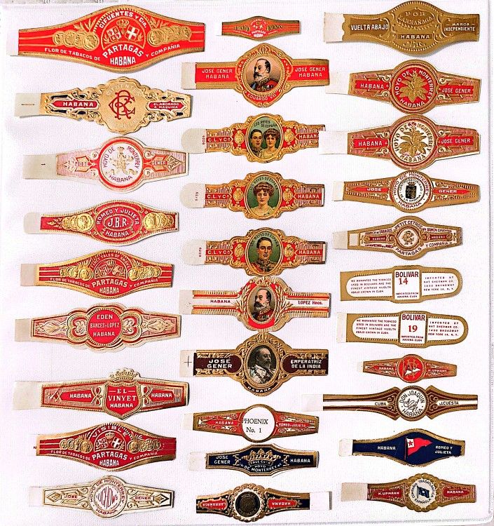 30 Diferent Havana Cigars Bands-30 Diferentes Anillas De Tabaco Cuba-lot # 10