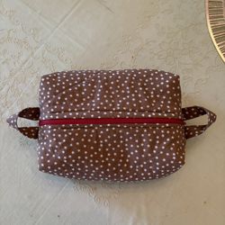 Boxy Pouch - Fully Lined - New - Brown/White Stars