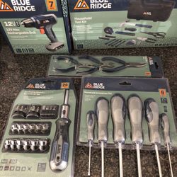 Blue  Ridge Tool Kit  Cordless Drill And More  New
