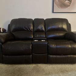 Genuine Leather Electronic Loveseat Couch