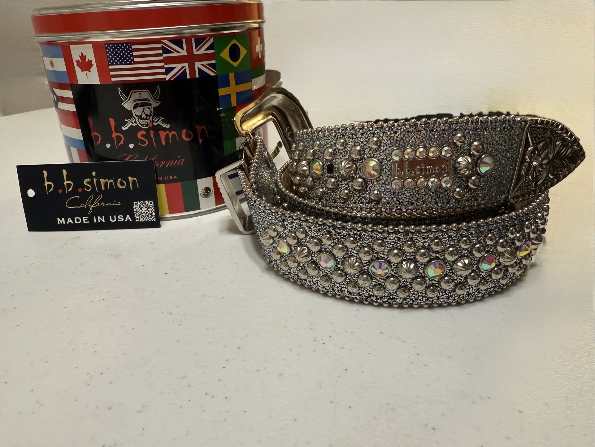 BB Simon Trojan Silver Sky AB Belt | Authentic + Original Packaging