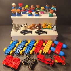 1980s-2000s  Vtg Lego Duplo Figures People Animals Cars Vehicles Lot Cleaned