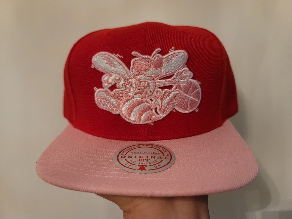 Mitchell & Ness HWC SNAPBACK Hat Cap NBA Charlotte Hornets Red Pink Valentines Day Sweetheart NEW