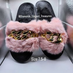 New Faux Fur Flats Size 7.5-8