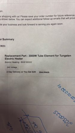 (4) Bromic 3000W Tube Element for Tungsten Electric Heater