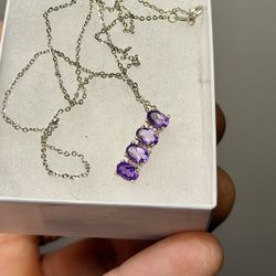 Wow 🤩 !! Natural Amethyst Necklace Set In Solid 925 Sterling Silver !