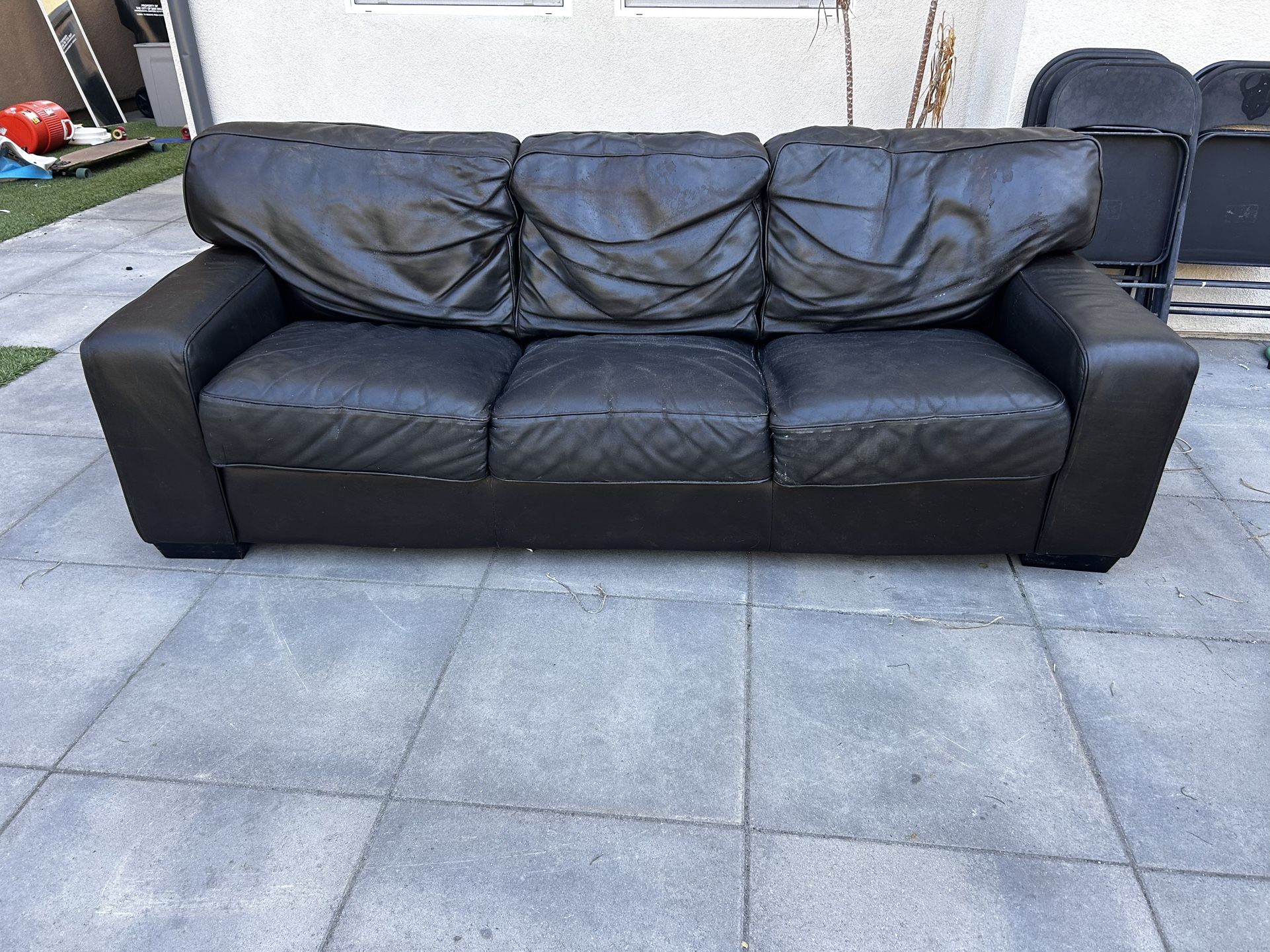 Black/Dark Brown Leather Couch
