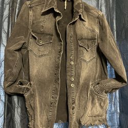 Free People Long Denim Jacket Size Large 100% cotton