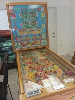 Antique 1954 Bally Night Club Wood Rail Bingo Pinball Machine.Graphics are super cool. Machine and playfield is like new !!!