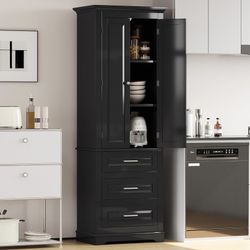 New Assembled Bathroom 70" Tall Kitchen Pantry Cabinet  Doors Drawers Storage Shelf Organizers