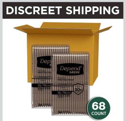 Depend Fresh Protection Adult Diapers, Incontinence Underwear for Men, Disposable, Maximum, Extra-Large, Grey, 68 Count (2 Packs of 34)