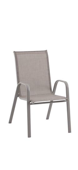 High back metal Patio chair in taupe beige