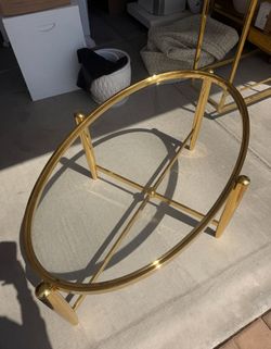 I paid over $2,000 for this - Hollywood Regency Acrylic & Gold Oval Table