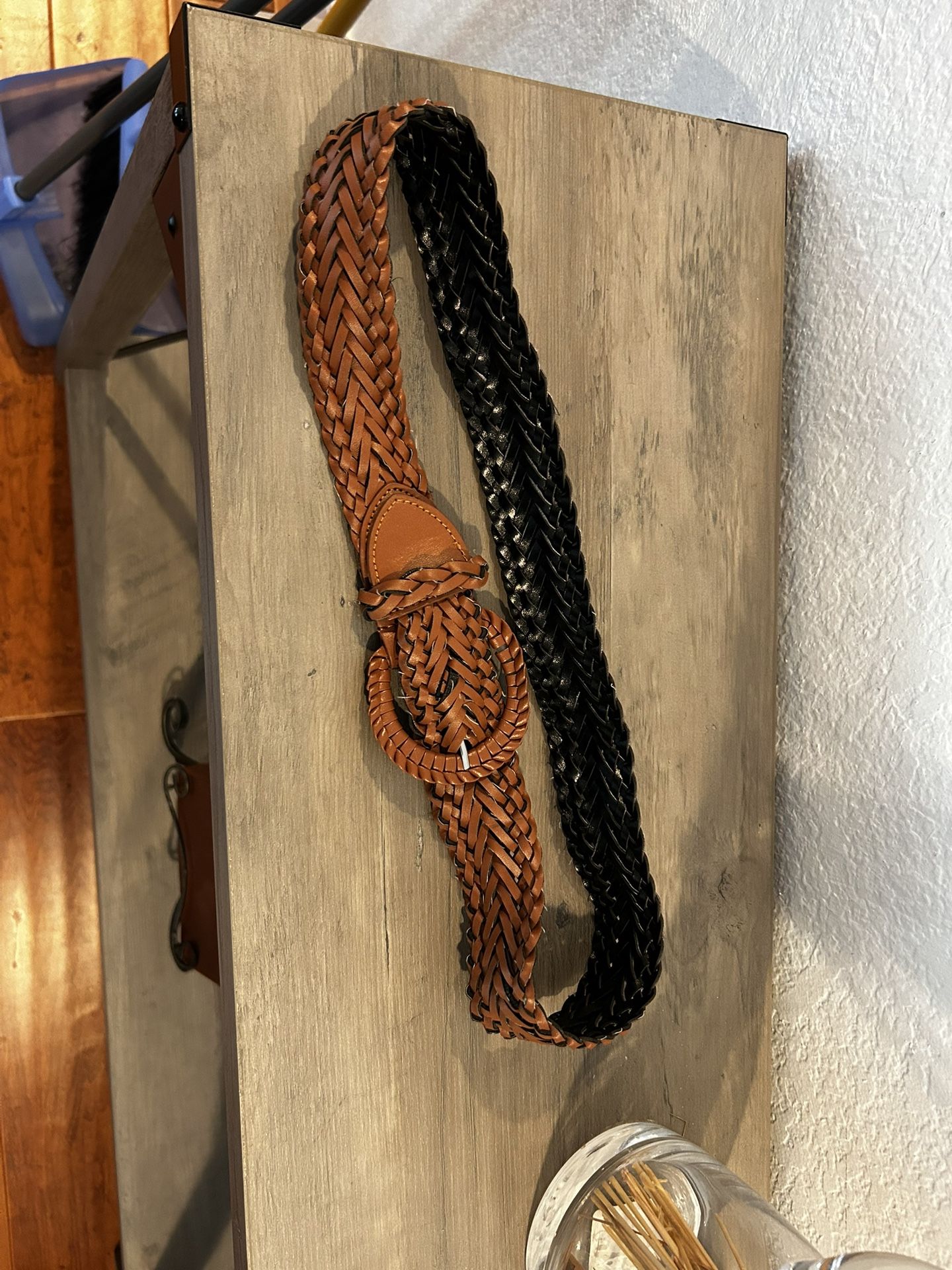 brown woven belt