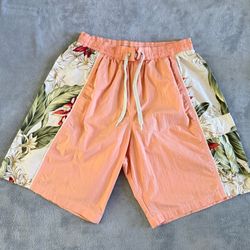 Speedo Men's Swim Trunks Size L Peach Tropical Floral Colorblock Board Shorts L