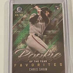2019 Bowman Green Mojo Refractor /99 Chris Shaw #ROYF-8 Rookie