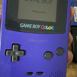 Nintendo Game Boy Color (Grape Purple) + 11 Game Bundle - Tested & Working