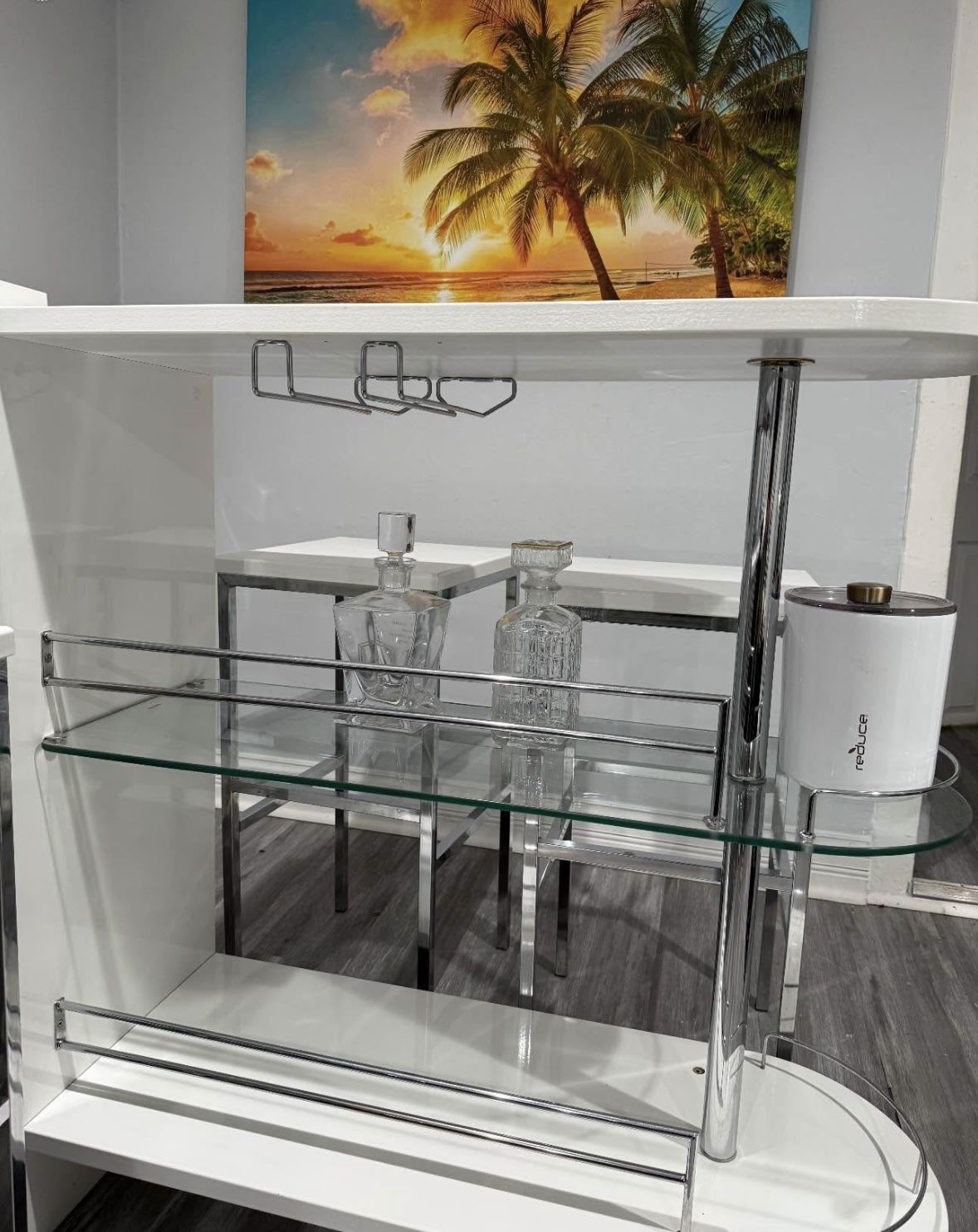 Modern White & Silver Bar Table Set with Chairs