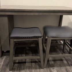 Grey Counter Height Dining With Shelves & 2 Stools $390  OBO