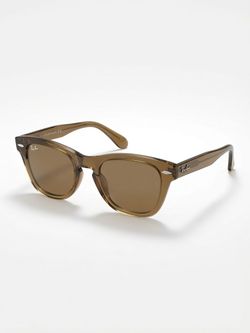 Ray-Ban RB0707S "707" Vintage Square Sunglasses – Transparent Light Brown
