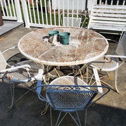 Metal Patio Set, Large Table & 4 Chairs