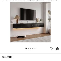 FurniNova Retro Floating TV Console with 3 Doors,70" High Gloss Floating TV Stand,Wall Mounted TV Cabinet,Contemporary Floating Media Console for Unde