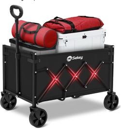 Sekey Lightweight Collapsible Wagon, 220 lb Capacity, Quick-Fold Cart