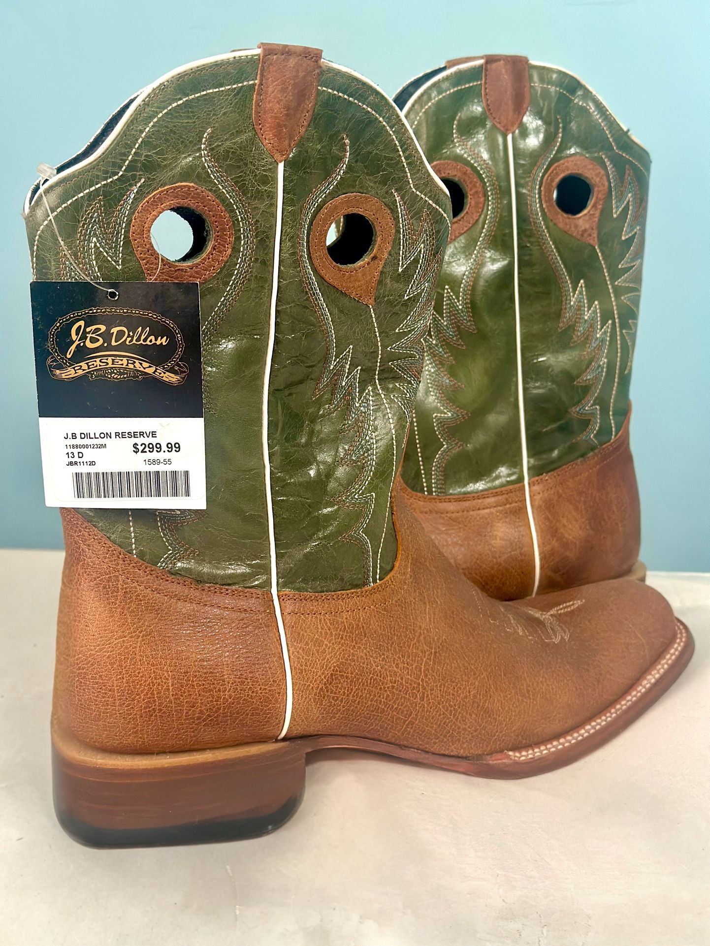 Men’s Western Boots - Green Trim - BRAND NEW WITH TAGS