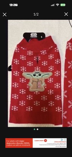 CA. SMALL BABY  YODA DOG SWEATERS.  $9.00. NEW WITH TAGS. SMALL.  STARWARS 