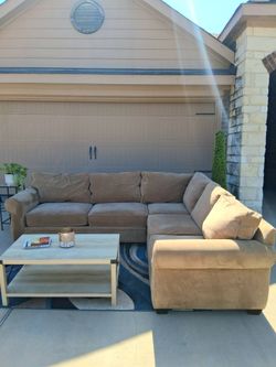 Large Tan/Beige Sectional Couch- Free Delivery