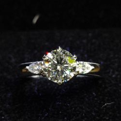 Wedding Engagement Ring Natural Diamond 1.5 Carat Palladium White Gold