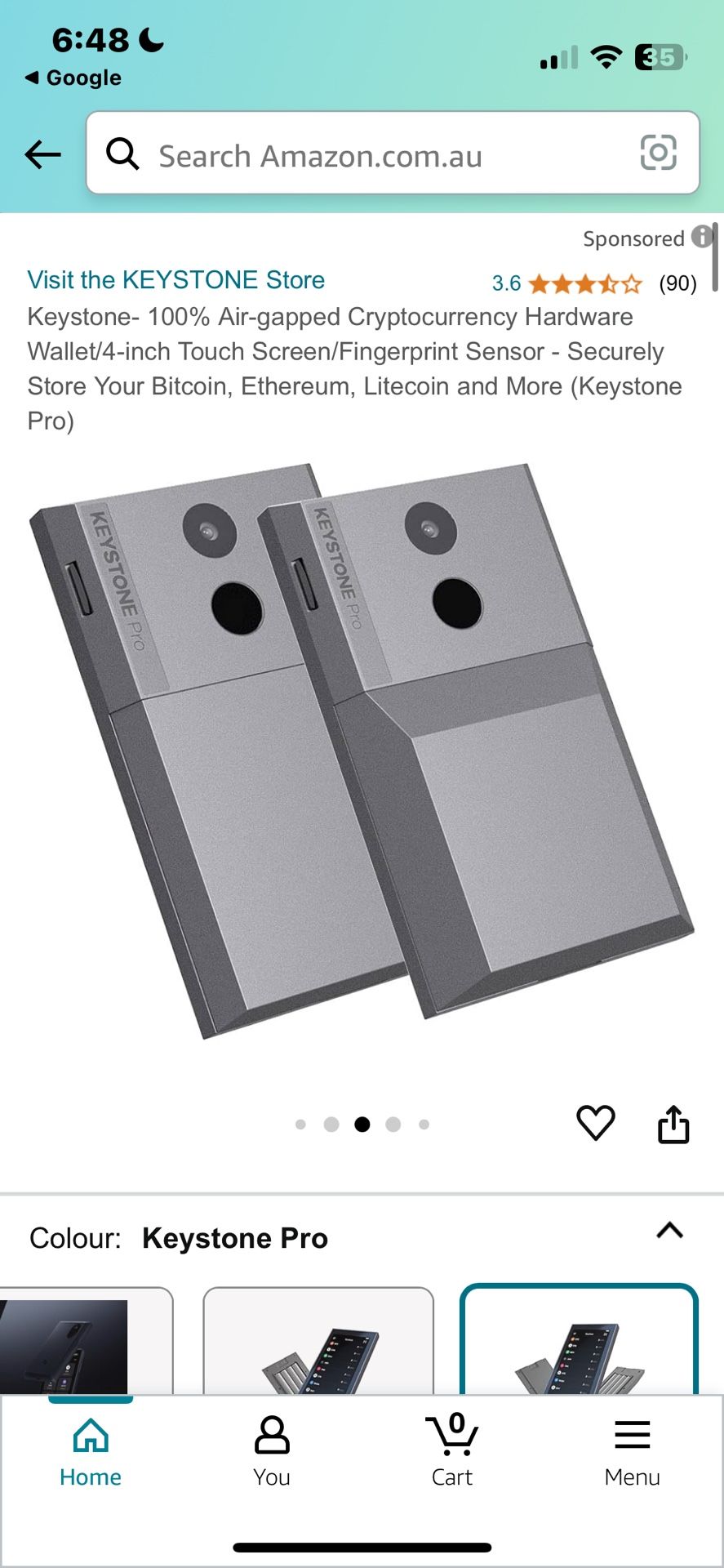 Keystone 100% Air gapped Cryptocurrency Hardware Wallet/4 inch Touch  Screen/Fingerprint Sensor Securely Store Your