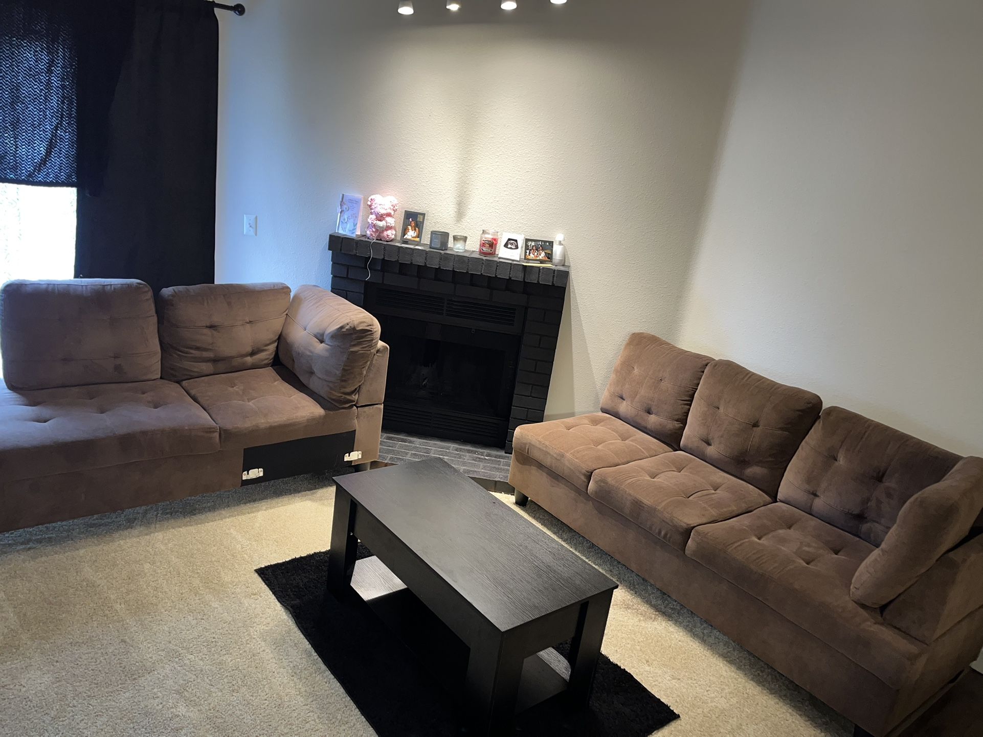 Black Wooden Coffee Table & Side Table