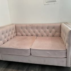 Pink Rhinestone Suede Couch 