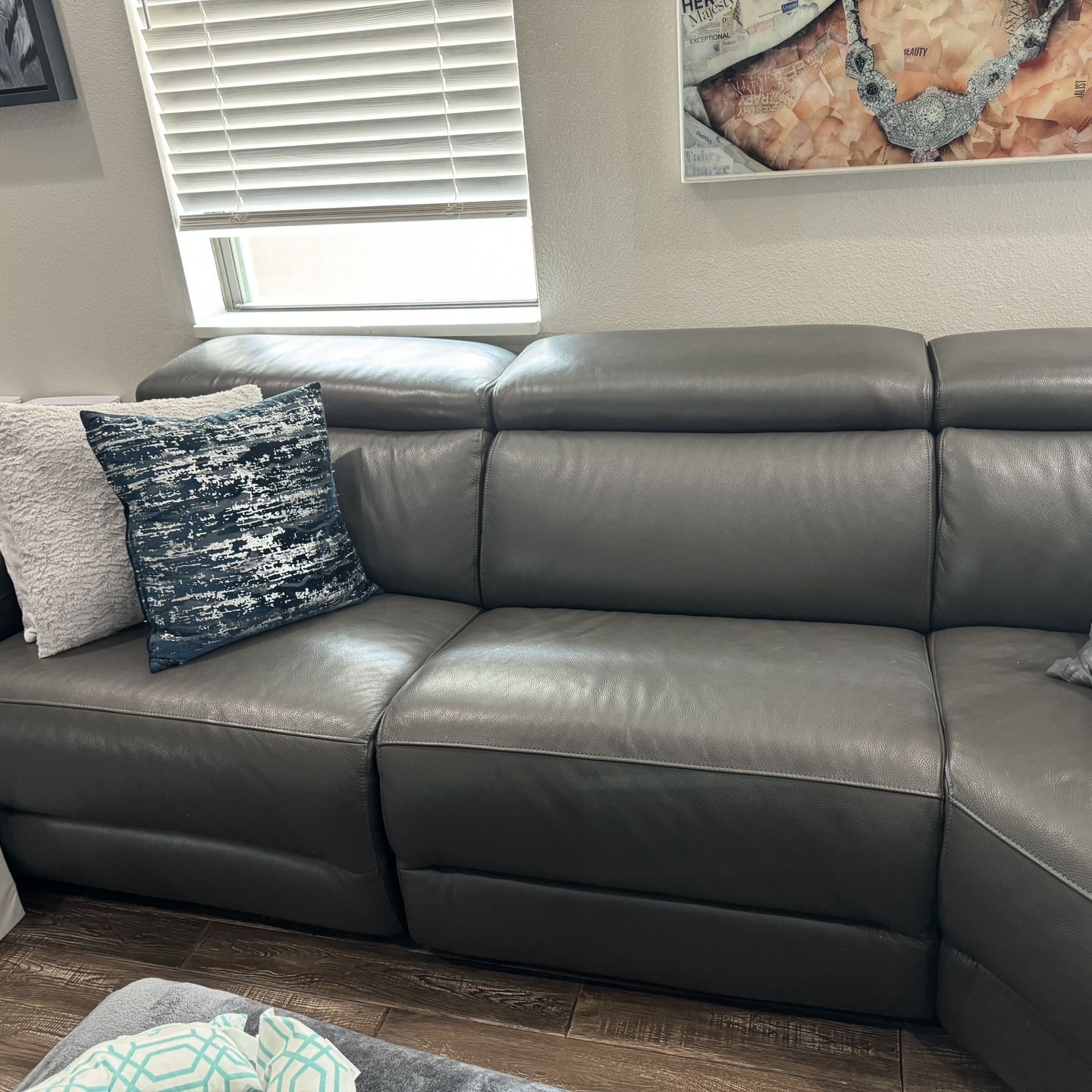 Used Couch - Gray Treated Leather 
