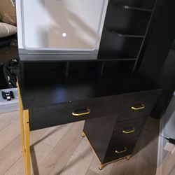 Vanity Desk - LED Mirror, 3-modes