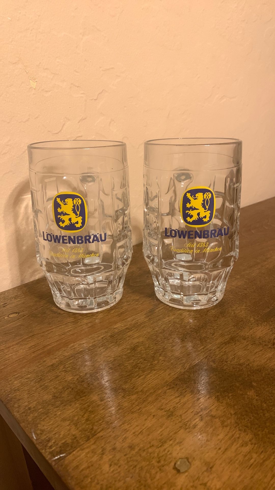 Vintage German Lowenbrau Beer Mug/Stein. Pair/Mint