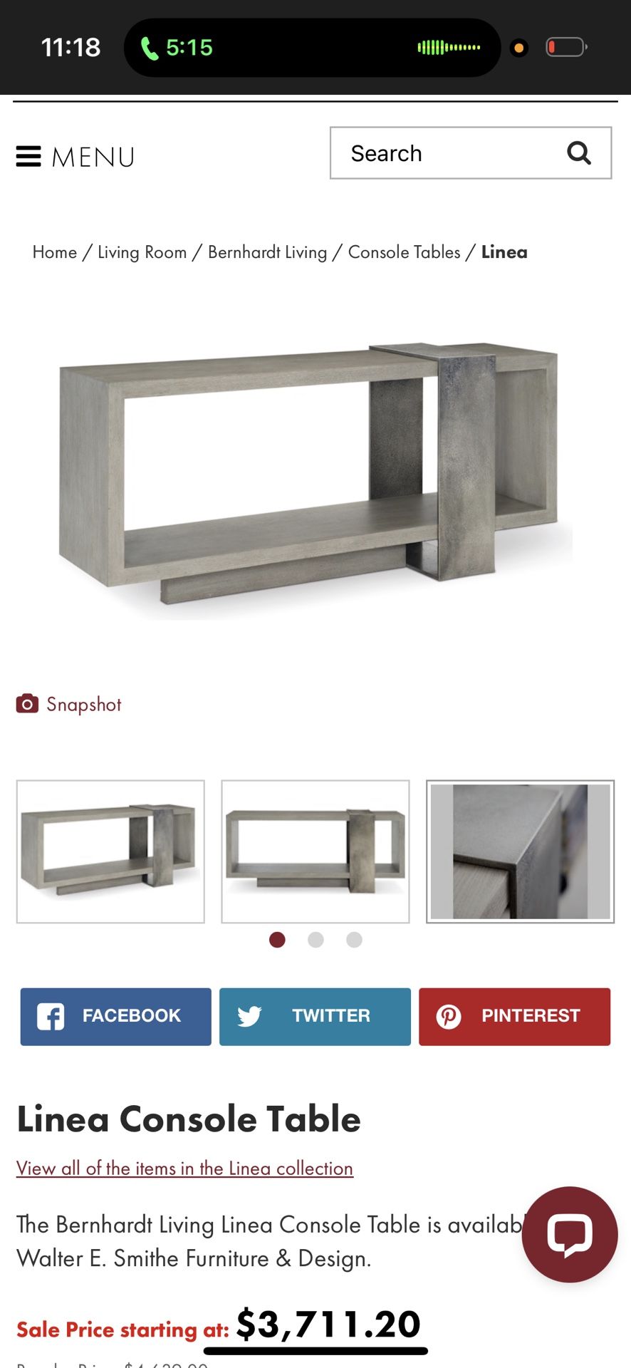 The Bernhardt Living Linea Console Table