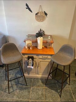 Kitchen Island with Two Bar Stools