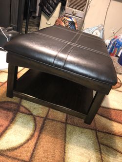 Brown Leather Coffee Table Ottoman