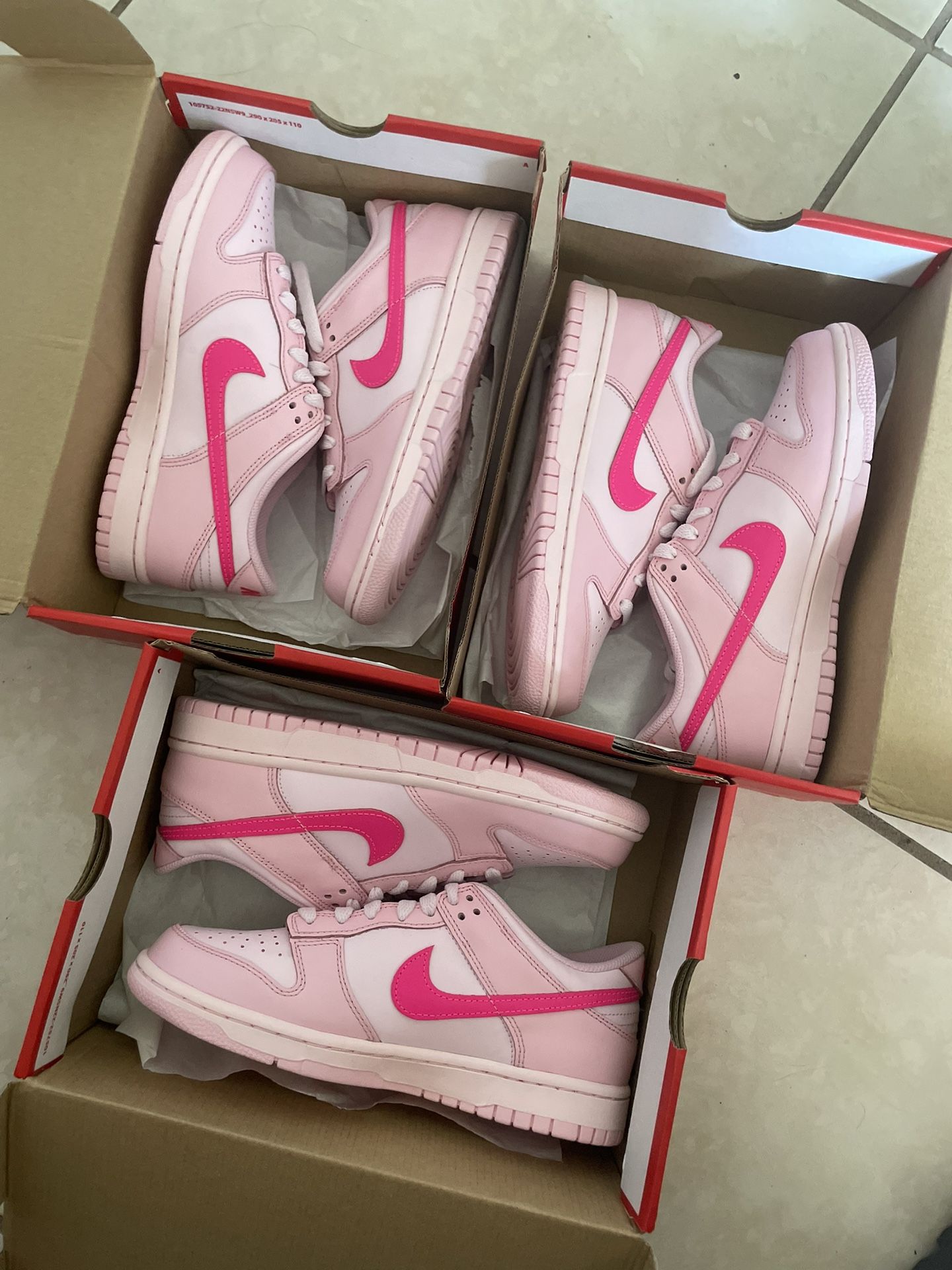 Nike Dunk Low “Triple Pink” Sizes 5.5 6.5