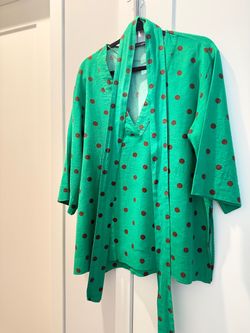 Zara Green Polka Dot Kimono Wrap Top