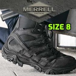 New Men's Merrell Tactical Waterproof Side-Zip Boot, Black , Size 8